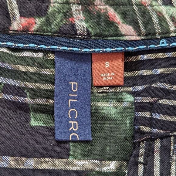 Pilcro Anthropologie Ruffled Buttondown Sleevless Top, sz SM EUC - Picture 2 of 15